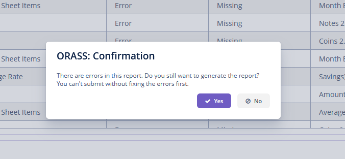 Report generation confirmation