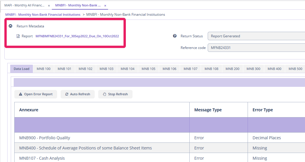 Download report from Metadata