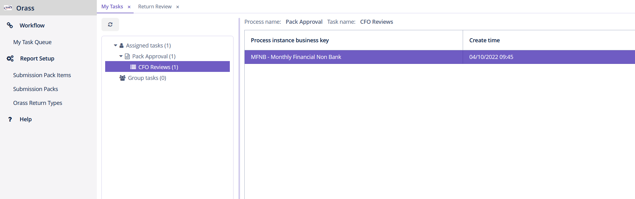 Opening a due return